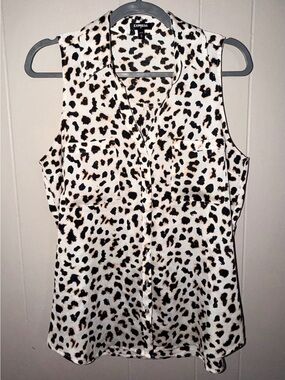 Express Sleeveless Leopard Print Cami Top - White, Black, Tan